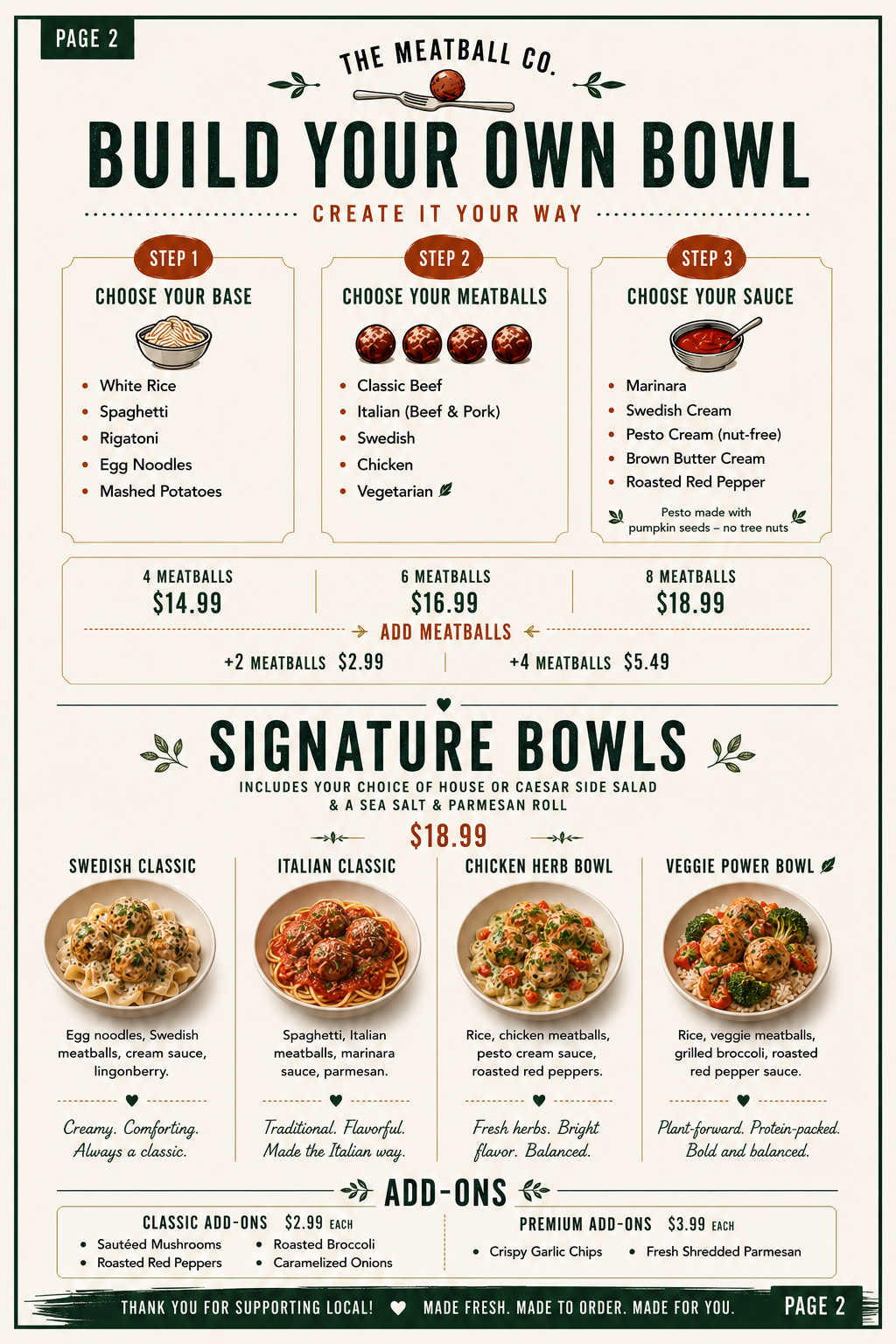Build your own bowl page